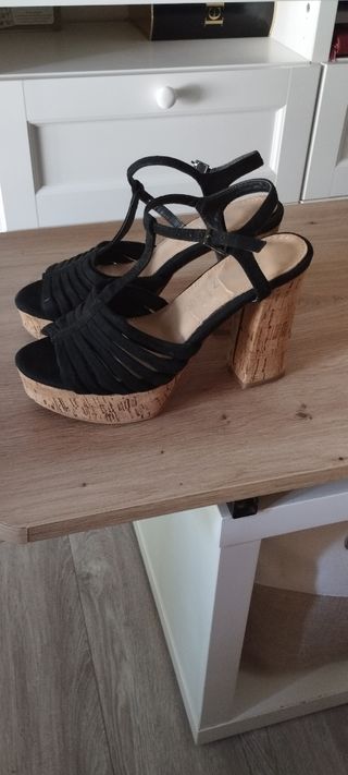 Zapatos tacón negros - Suela corcho