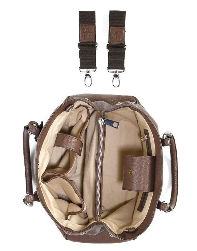 Bolso cambiador de piel color marrón RosBags.