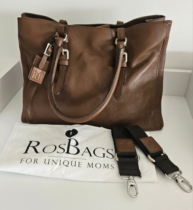 Bolso cambiador de piel color marrón RosBags.