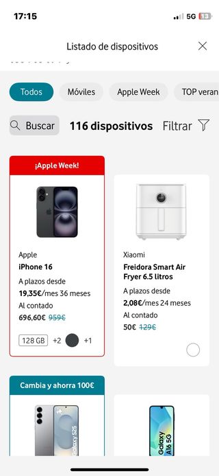 iPhone 16 128GB - Gris espacial