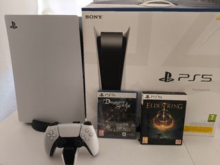 PS5 blanca + mando + juegos + dock