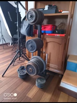 Soporte rack discos pesas Barras 28 mm decathlon