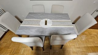 Mesa comedor extensible gris - 6 sillas