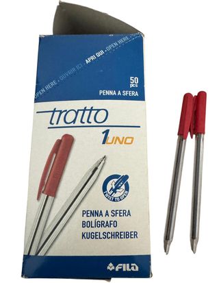 Scatola da 50 Penne a Sfera Tratto UNO Rosse