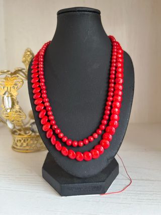 Collar de Coral Rojo - 2 hileras