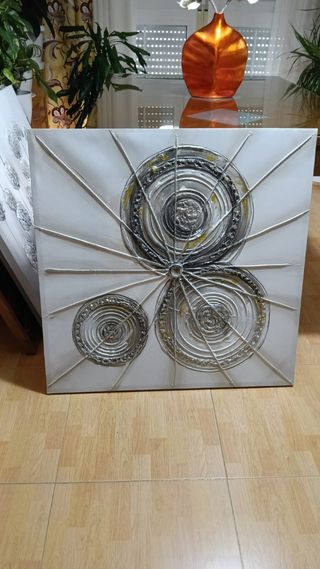 Cuadro decorativo círculos dorado plata