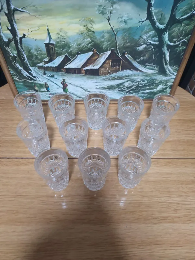 12 Vasos Vintage Tallados