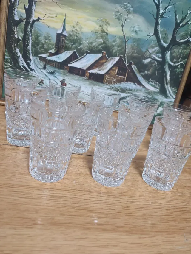 12 Vasos Vintage Tallados