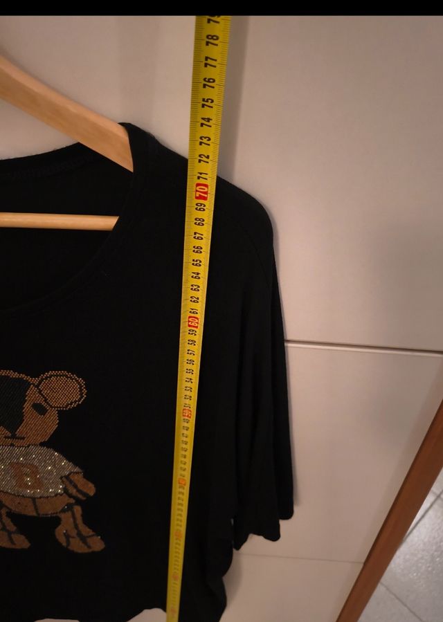 Maglia nera orsetto strass