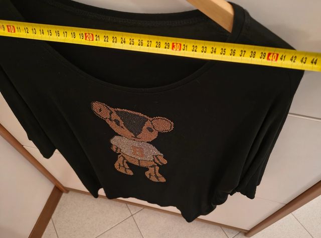 Maglia nera orsetto strass