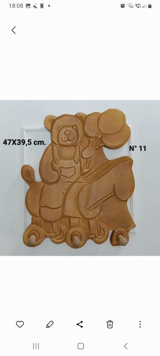 Perchero oso madera infantil - 47x39,5cm