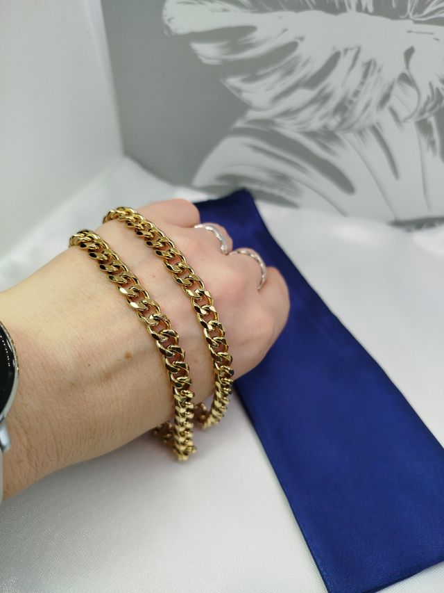 Cadena 7mm eslabón dorado de acero inoxidable