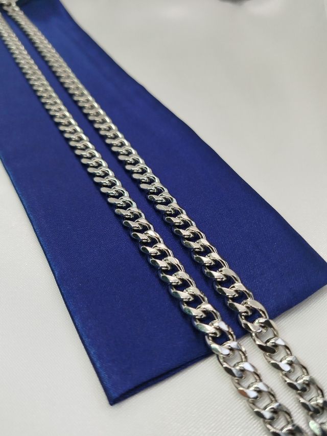 Cadena 7mm eslabón plateado de acero inoxidable