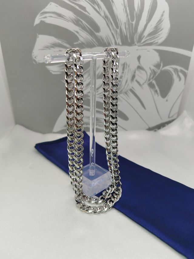 Cadena 7mm eslabón plateado de acero inoxidable