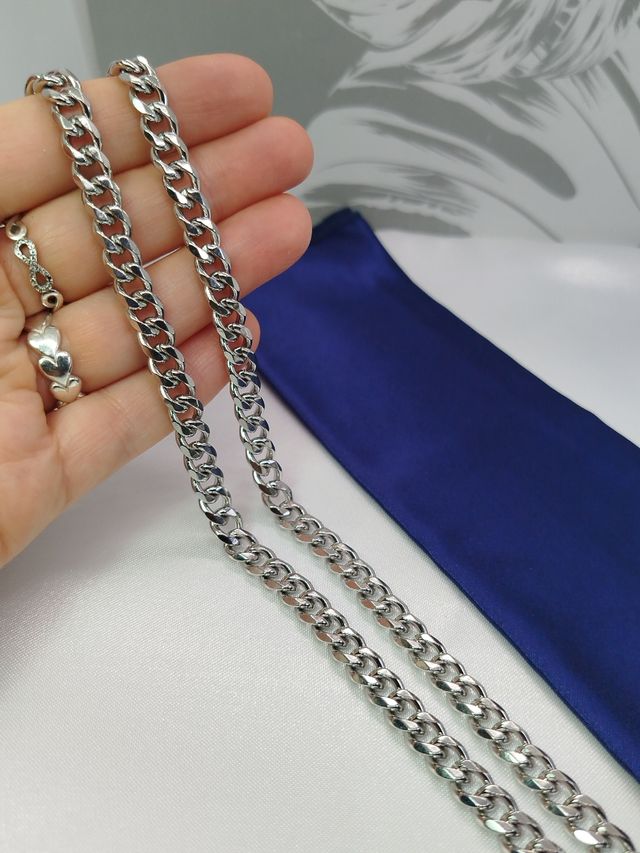 Cadena 7mm eslabón plateado de acero inoxidable