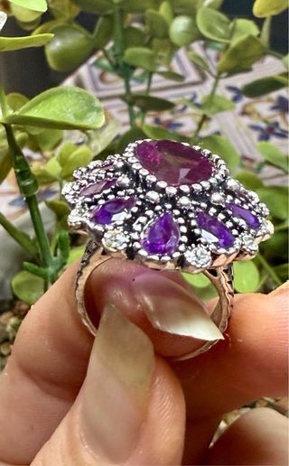 Anillo Cristal tallado chapado plata