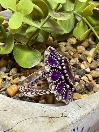 Anillo Cristal tallado chapado plata