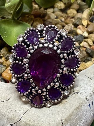 Anillo Cristal tallado chapado plata