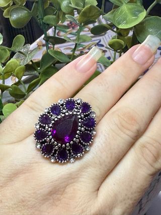 Anillo Cristal tallado chapado plata