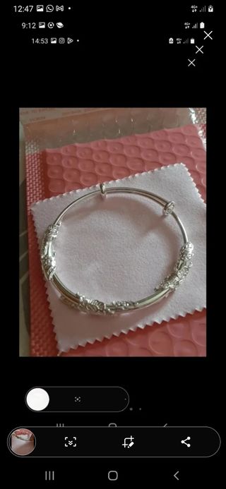 Pulsera plateada flores - nueva