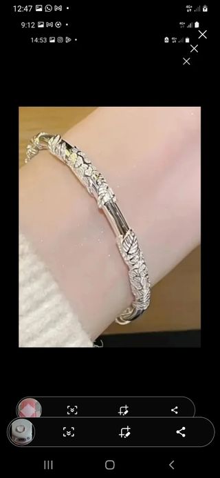 Pulsera plateada flores - nueva