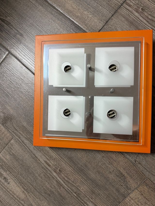 Lampara techo 4 luces naranja