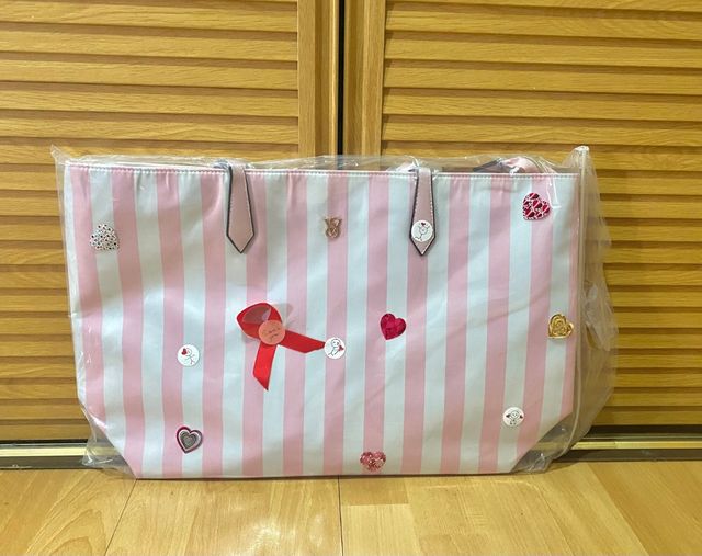 Bolso Victoria's Secret rayas rosa