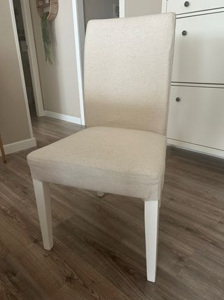 Mesa comedor + 6 sillas blancas (fundas lavables)