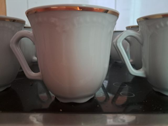 Juego café porcelana blanca