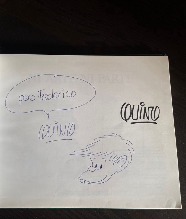 Quino, Ni arte ni parte dedicado y firmado