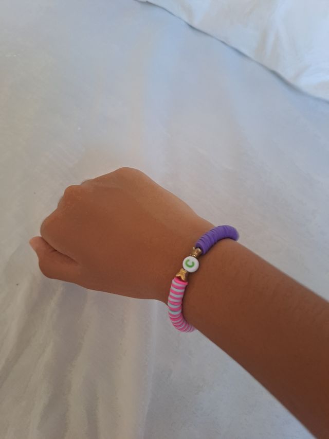 Pulsera artesanal única | Rosa y Morada
