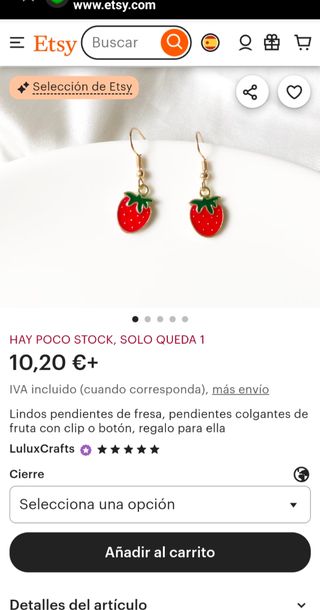 Pendientes fresa dorados