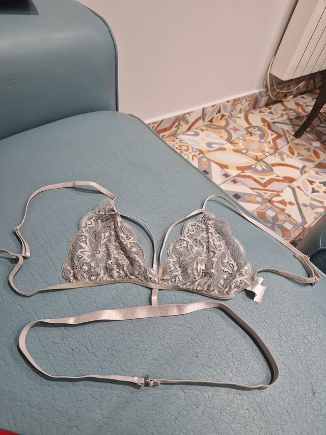 Lencería encaje floral - Plateado