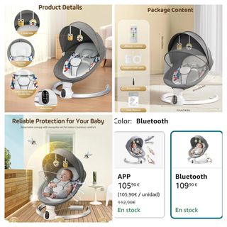 Hamaca mecedora automática con melodías para bebé