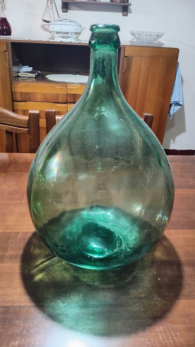 3 Fiaschette vetro verde vintage