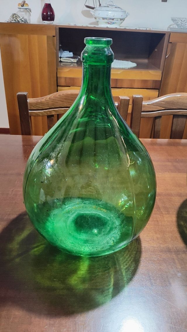 3 Fiaschette vetro verde vintage