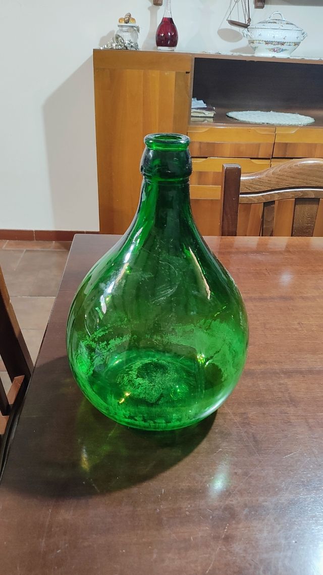 3 Fiaschette vetro verde vintage