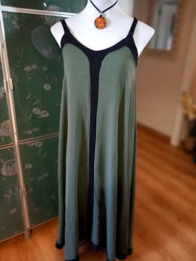 Vestido largo verano - verde oliva