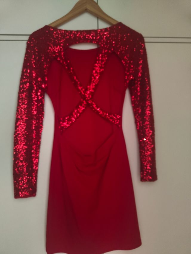 Vestido rojo fiesta lentejuelas
