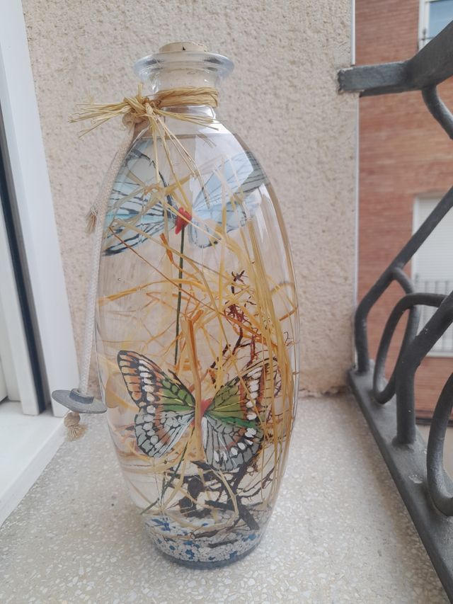 Vela-Lámpara aceite cristal mariposas