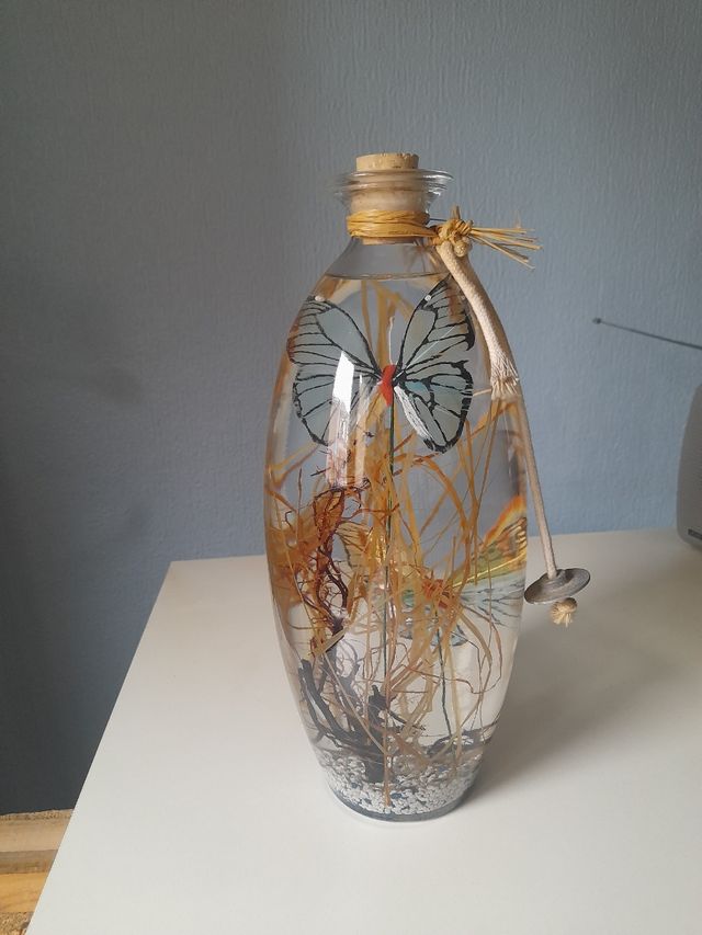 Vela-Lámpara aceite cristal mariposas