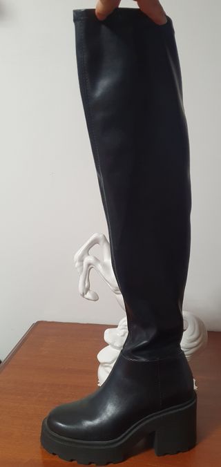 Botas altas negras tacón grueso