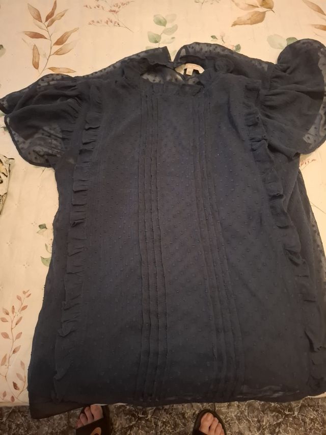 Blusa azul estampada