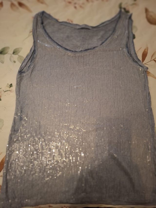 Top azul lentejuelas fiesta