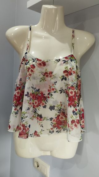 Blusa tirantes - Flores rojas y blancas