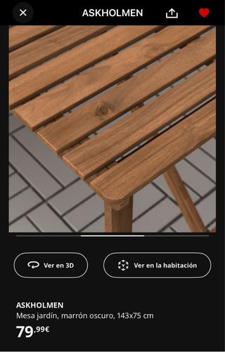 Mesa jardín IKEA ASKHOLMEN - Madera - 143x75 cm