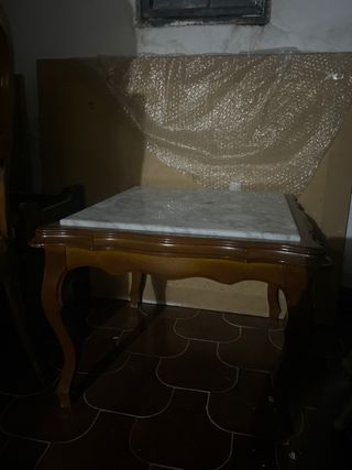 Mesa mármol-madera vintage