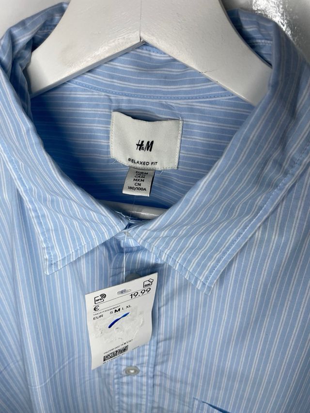 Camisa H&M azul rayas - Hombre
