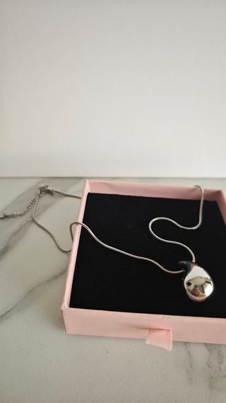 Collar y pendientes gota acero - nuevos