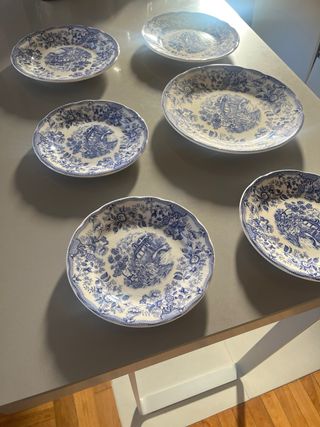 Vajilla inglesa 6 piezas - azul y blanco